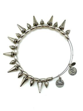 Alex and Ani Silver Spike Coura Bangle Expandable Wire Charm Bracelet Punk Rock